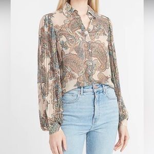 Express Paisley Sheer Blouse medium